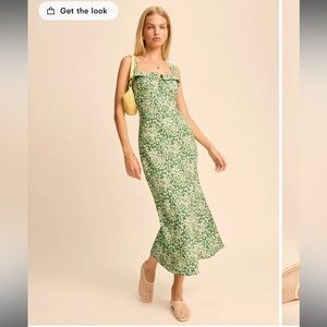 Reformation Green Floral Midi Dress